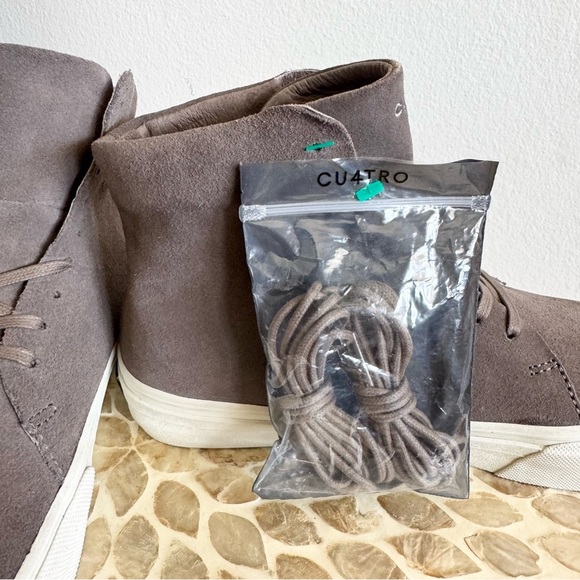 NWT Cu4tro Men's Norris Taupe Suede Leather High-Top Sneakers size 7.5 - Picture 6 of 13